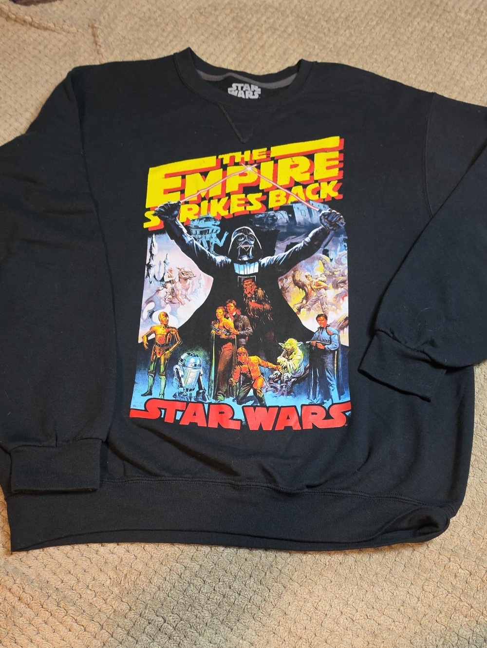 Star Wars Black Crewneck Sweatshirt with Empire Strikes Back Graphic